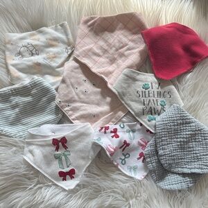 Baby Bandana Bibs Set - Pink, Gray, White - Unbranded